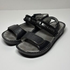 Alegria Verona Sandals Womens 38 Black Leather Beaded Comfort Orthopedic Boho
